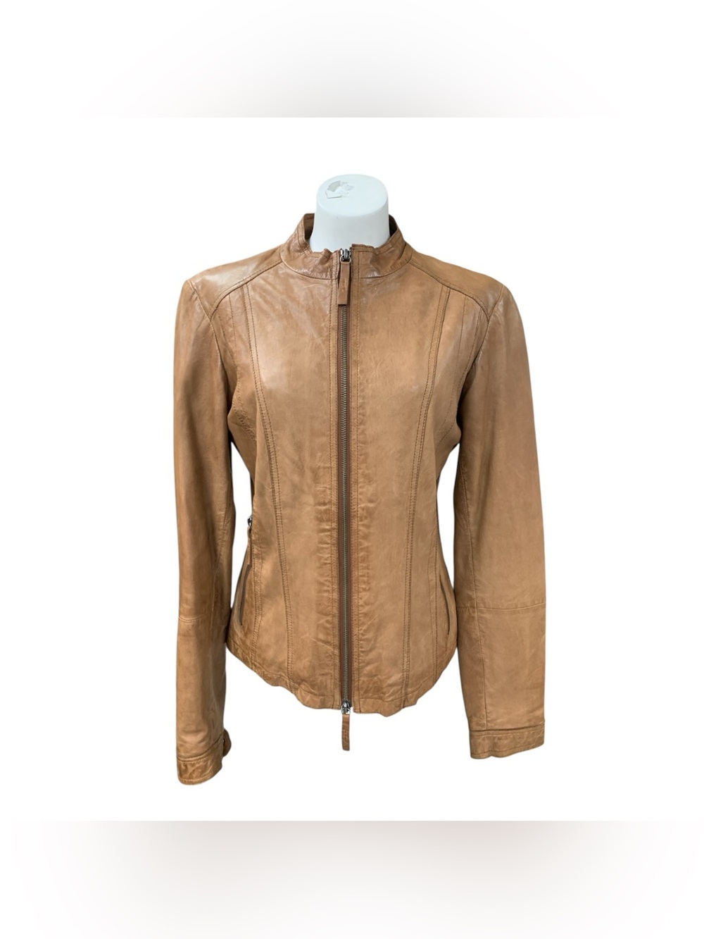 Danier Light Brown Leather Zip Jacket Size M